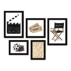 Kit Com 5 Quadros Decorativos - Cinema - Filmes - Movie - Sala - 289kq01 na internet