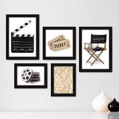 Kit Com 5 Quadros Decorativos - Cinema - Filmes - Movie - Sala - 289kq01