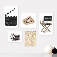 Kit 5 Placas Decorativas - Cinema - Filmes - Movie - Casa Quarto Sala - 289ktpl5