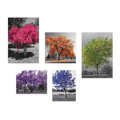 Kit 5 Placas Decorativas - Árvores - Coloridas - Casa Quarto Sala - 300ktpl5 - comprar online