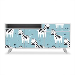Adesivo de Revestimento Móveis - Zebras - Infantil - Azul - 303rev