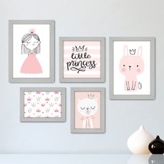 Kit Com 5 Quadros Decorativos - Princesa - Infantil - Menina - Bebê - Baby - Quarto - 304kq01 - comprar online