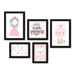 Kit Com 5 Quadros Decorativos - Princesa - Infantil - Menina - Bebê - Baby - Quarto - 304kq01 na internet