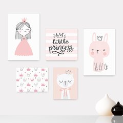 Kit 5 Placas Decorativas - Princesa - Infantil Bebê Quarto Menina - 304ktpl5