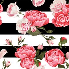 Papel de Parede Adesivo 3 Metros - Rosa e Listras - Floral - Revestimento - 304ppf