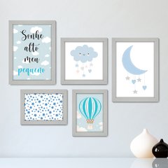 Kit Com 5 Quadros Decorativos - Sonhe Alto Meu Pequeno - Infantil - Bebê - Baby - 306kq01 - comprar online