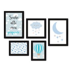 Kit Com 5 Quadros Decorativos - Sonhe Alto Meu Pequeno - Infantil - Bebê - Baby - 306kq01 na internet