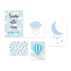 Kit 5 Placas Decorativas - Sonhe Alto Meu Pequeno - Infantil Bebê Quarto Menino - 306ktpl5 - comprar online