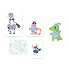 Kit 5 Placas Decorativas - Animais - Marinheiro - Infantil Bebê Quarto Menino Menina - 310ktpl5 - comprar online