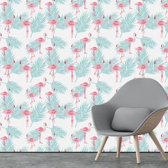 Papel de Parede Adesivo 3 Metros - Flamingos - Folhas - Revestimento - 311pps - comprar online