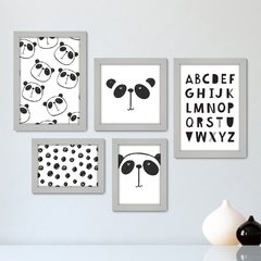 Kit Com 5 Quadros Decorativos - Panda Alfabeto Infantil - Baby - 313kq01 - comprar online
