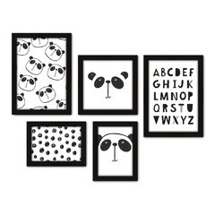Kit Com 5 Quadros Decorativos - Panda Alfabeto Infantil - Baby - 313kq01 na internet