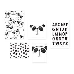 Kit 5 Placas Decorativas - Panda Alfabeto Infantil Bebê Quarto Menino Menina - 313ktpl5 - comprar online