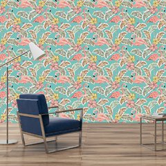 Papel de Parede Adesivo 3 Metros - Flamingos - Folhas - Revestimento - 313pps - comprar online