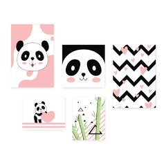 Kit 5 Placas Decorativas - Panda - Infantil Bebê Quarto Menino Menina - 315ktpl5 - comprar online