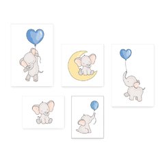 Kit 5 Placas Decorativas - Elefantes - Infantil Bebê Quarto Menino Menina - 316ktpl5 - comprar online