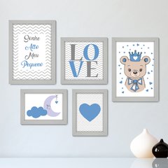 Kit Com 5 Quadros Decorativos - Sonhe Alto Pequeno - Ursinho - Love - Infantil - Bebê - 322kq01 - comprar online