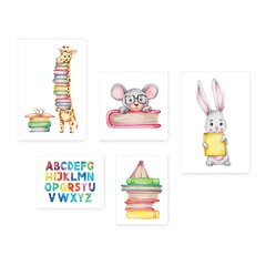 Kit 5 Placas Decorativas - Animais Livros Educação Escola Infantil Bebê Quarto Menino Menina - 323ktpl5 - comprar online