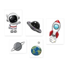 Kit 5 Placas Decorativas - Astronauta Foguete Infantil Bebê Quarto Menino Menina - 325ktpl5 - comprar online