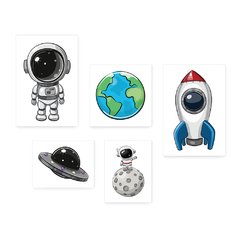Kit 5 Placas Decorativas - Astronauta Foguetes Infantil Bebê Quarto Menino Menina - 326ktpl5 - comprar online