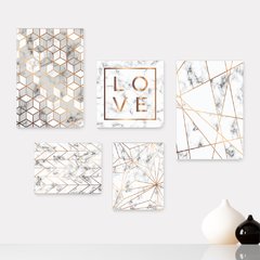 Kit 5 Placas Decorativas - Amor Abstratos Geométricos Casa Quarto Sala - 335ktpl5