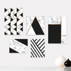 Kit 5 Placas Decorativas - Abstratos Geométricos Casa Quarto Sala - 336ktpl5