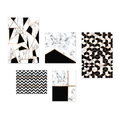 Kit 5 Placas Decorativas - Abstratos Geométricos Casa Quarto Sala - 337ktpl5 - comprar online