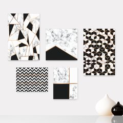 Kit 5 Placas Decorativas - Abstratos Geométricos Casa Quarto Sala - 337ktpl5