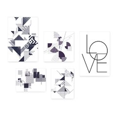 Kit 5 Placas Decorativas - Abstratos Geométricos Love Casa Quarto Sala - 338ktpl5 - comprar online