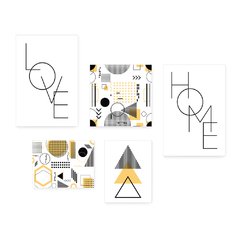 Kit 5 Placas Decorativas - Abstratos Geométricos Love Home Casa Quarto Sala - 339ktpl5 - comprar online