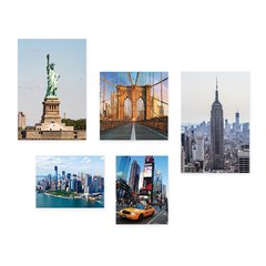 Kit 5 Placas Decorativas - Nova Iorque New York Viagem Mundo Casa Quarto Sala - 340ktpl5 - comprar online