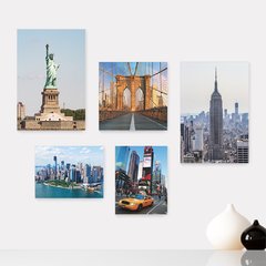 Kit 5 Placas Decorativas - Nova Iorque New York Viagem Mundo Casa Quarto Sala - 340ktpl5