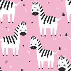 Papel de Parede Adesivo 3 Metros - Zebras - Infantil - Rosa - Revestimento - 340ppi