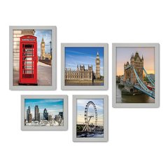 Kit Com 5 Quadros Decorativos - Londres - Inglaterra - Viagem - 341kq01 - Allodi