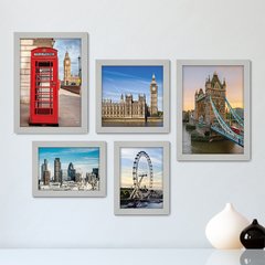 Kit Com 5 Quadros Decorativos - Londres - Inglaterra - Viagem - 341kq01 - comprar online