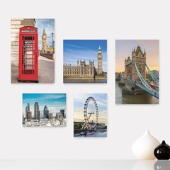Kit 5 Placas Decorativas - Londres Inglaterra Viagem Mundo Casa Quarto Sala - 341ktpl5