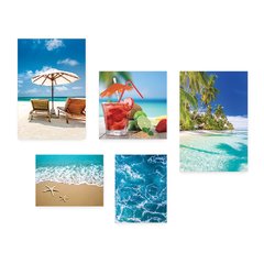 Kit 5 Placas Decorativas - Praia Mar Natureza Paisagem Mundo Casa Quarto Sala - 346ktpl5 - comprar online