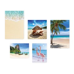 Kit 5 Placas Decorativas - Praia Mar Natureza Paisagem Mundo Casa Quarto Sala - 348ktpl5 - comprar online