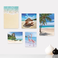 Kit 5 Placas Decorativas - Praia Mar Natureza Paisagem Mundo Casa Quarto Sala - 348ktpl5