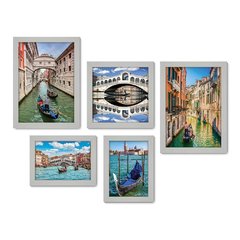 Kit Com 5 Quadros Decorativos - Itália - Veneza - Mundo - Viagem - 350kq01 - Allodi