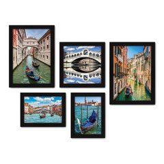 Kit Com 5 Quadros Decorativos - Itália - Veneza - Mundo - Viagem - 350kq01 na internet