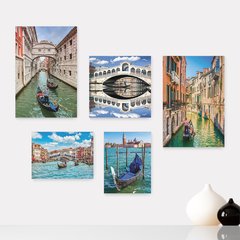 Kit 5 Placas Decorativas - Itália Veneza Viagem Mundo Casa Quarto Sala - 350ktpl5