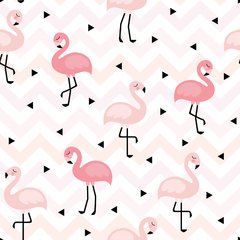 Papel de Parede Adesivo 3 Metros - Flamingos - Chevron - Infantil - Revestimento - 351ppi