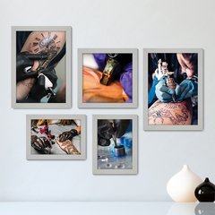 Kit Com 5 Quadros Decorativos - Tatuagem - Estúdio de Tatuagem - Tattoo - 356kq01 - comprar online