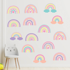 Adesivo de Parede Infantil Arco Iris Colorido Quarto Menina - 357ir