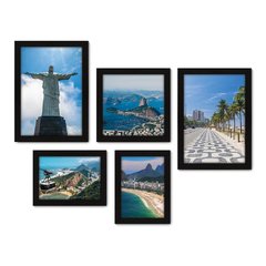 Kit Com 5 Quadros Decorativos - Rio de Janeiro - Cristo - Corcovado - Viagem - 358kq01 na internet