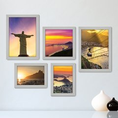 Kit Com 5 Quadros Decorativos - Rio de Janeiro - Cristo - Corcovado - Viagem - 360kq01 - comprar online