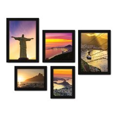 Kit Com 5 Quadros Decorativos - Rio de Janeiro - Cristo - Corcovado - Viagem - 360kq01 na internet