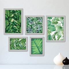 Kit Com 5 Quadros Decorativos - Folhas - Natureza - Folhagem - Verde - 363kq01 - comprar online