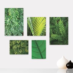 Kit 5 Placas Decorativas - Folhas Natureza Folhagem Verde Casa Quarto Sala - 365ktpl5